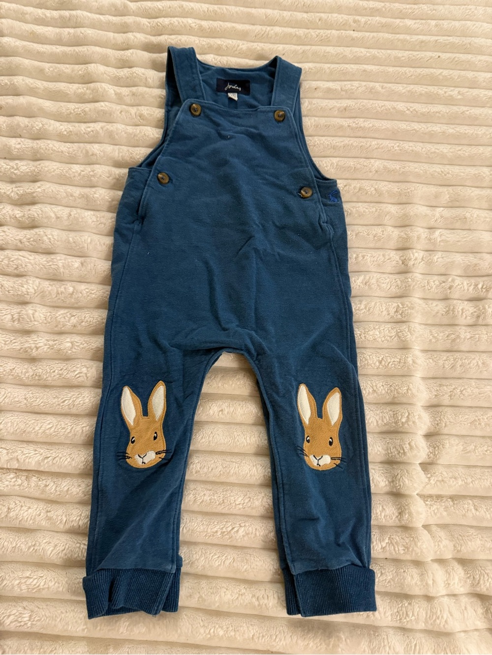 Joules Navy Blue Bunny Knee Patch Overalls for Kids